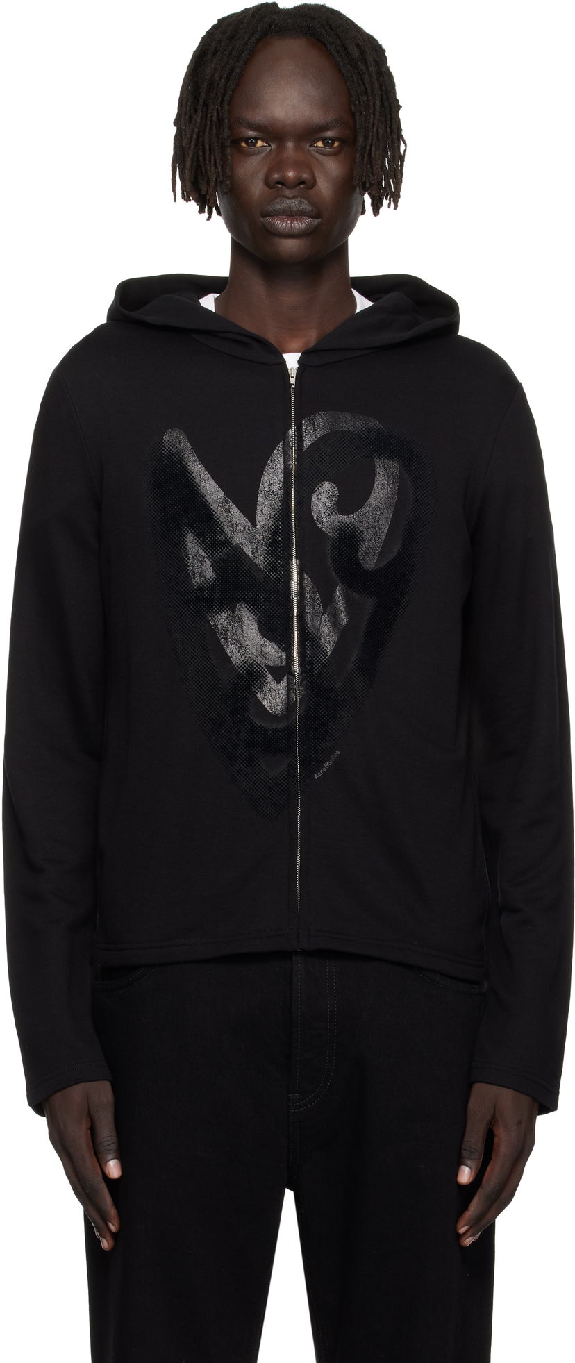 Huppari Acne Studios Acne Studios Heart Logo Zip Hoodie Musta | CI0201-