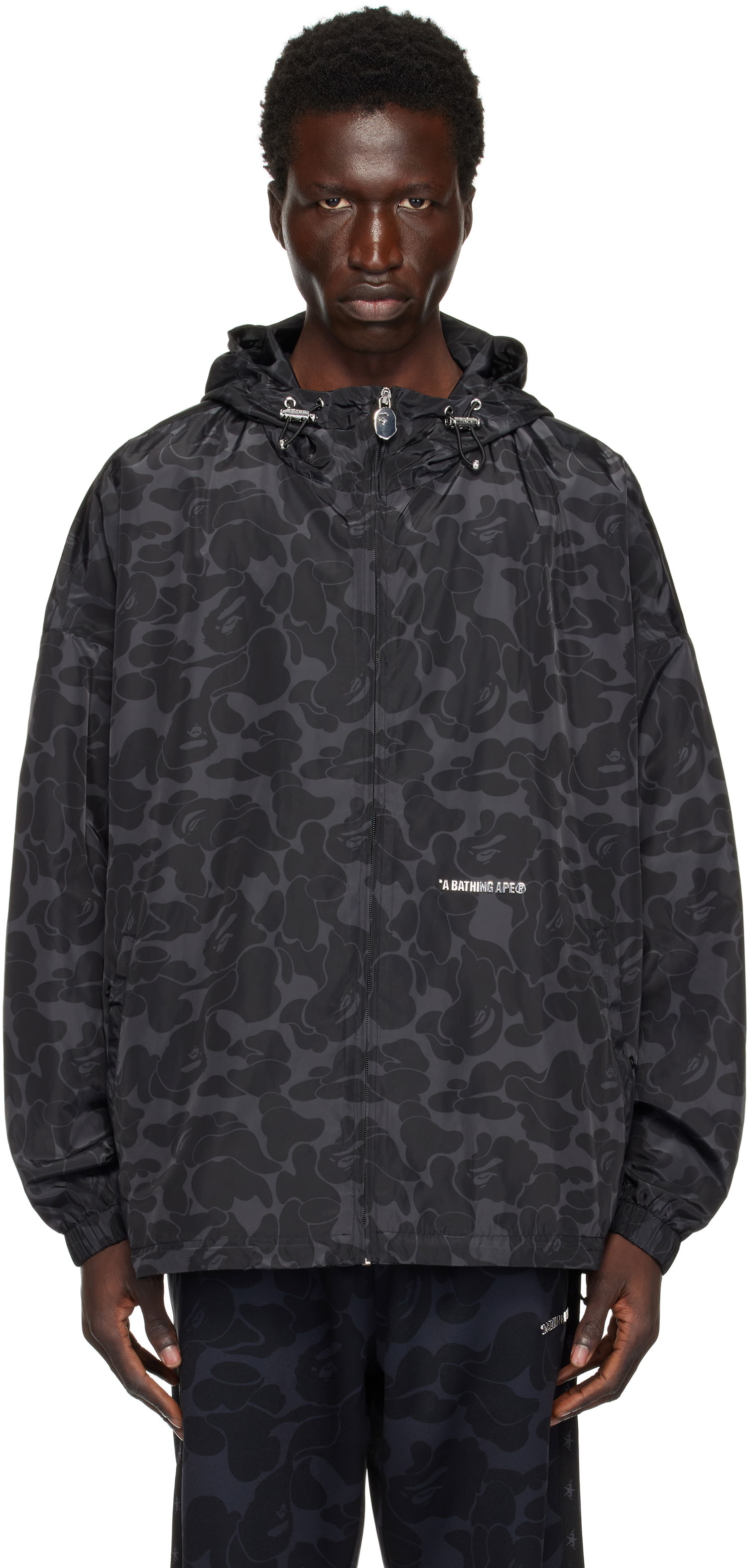 Tuulitakki BAPE Hooded Camo Print Jacket Musta | 0ZXLJMX40301NBKX, 0