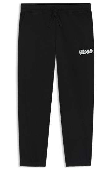 Verryttelypuku BOSS Cotton-terry tracksuit bottoms with logo print Musta | 50549779