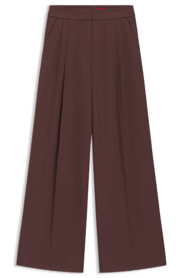 Housut BOSS Relaxed Fit Stretch Trousers with Twin Pleats Ruskea | 50544107
