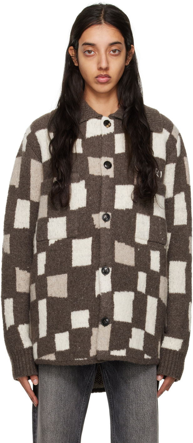 Villapaita AMIRI Checkered Wool Jacket Ruskea | PS23MKL002-210