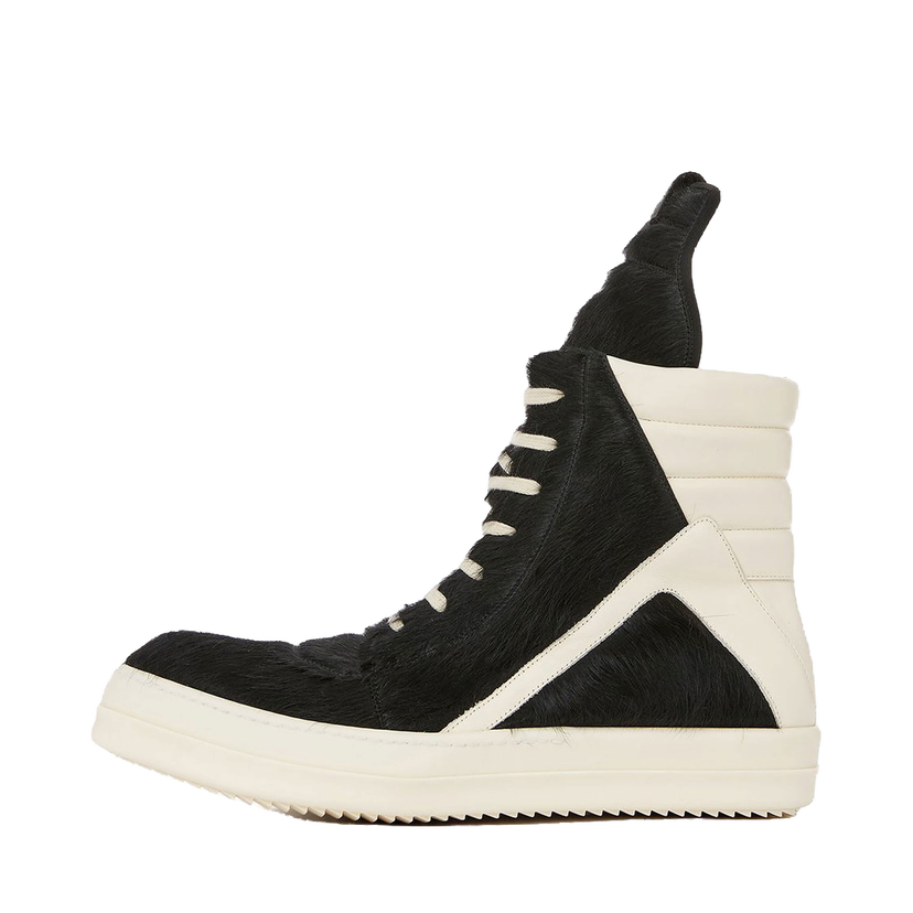 Tennarit ja kengät Rick Owens GeoBasket Cow Fur Black Milk Musta | RR02B2894LHL-911