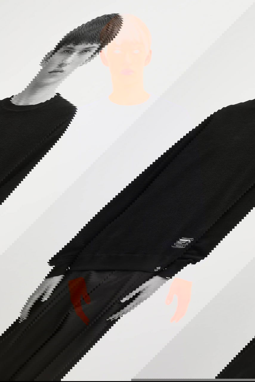 Huppari Neighborhood Textured Reversible Crewneck Sweatshirt Musta | 252UWNH.CSM07, 0