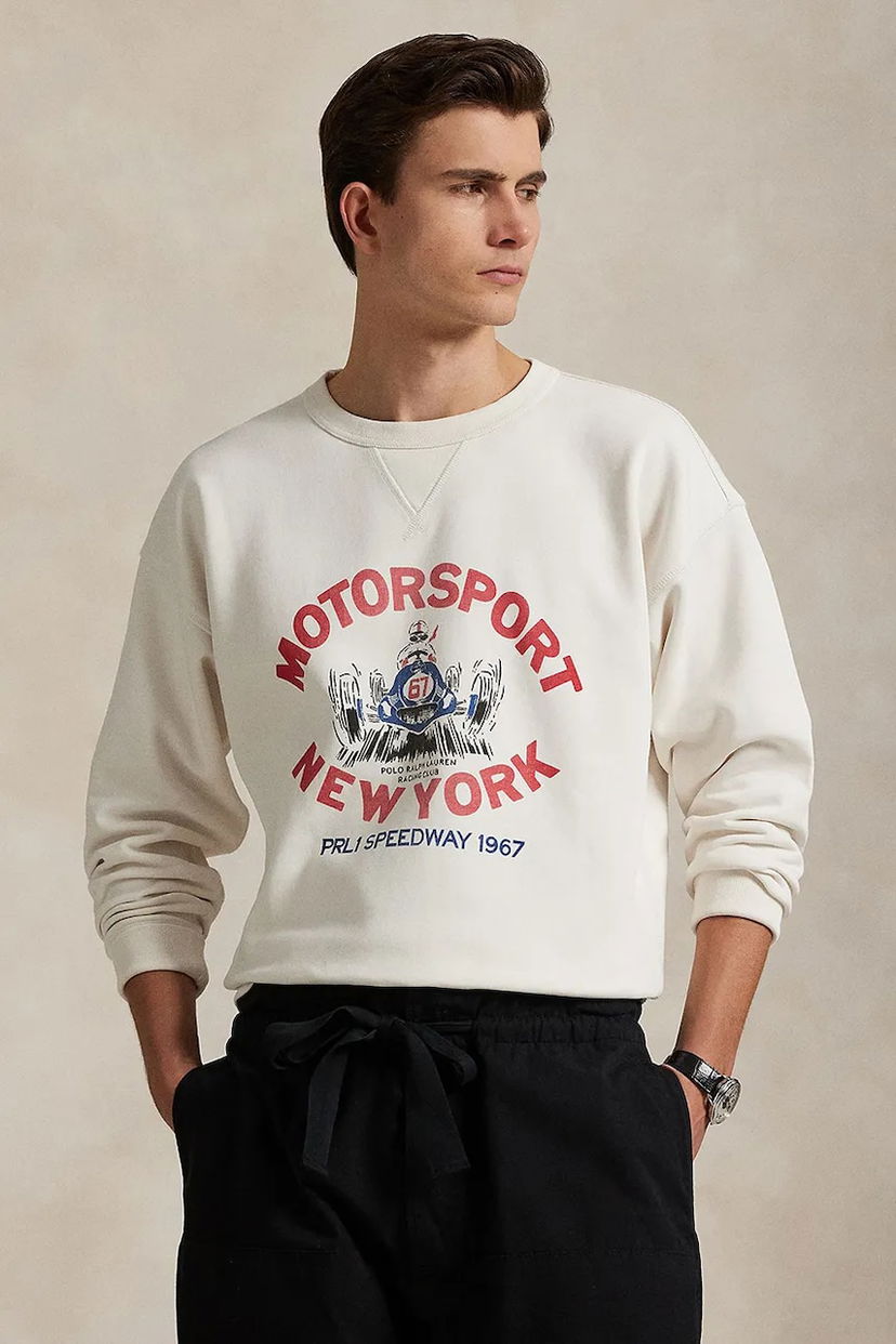 Huppari Polo by Ralph Lauren Polo Ralph Lauren Long Sleeve Motorsport Graphic Sweatshirt Valkoinen | 710972336