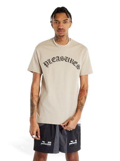 T-paita Pleasures Old E Logo T-Shirt Beige | P23SP063 SAND