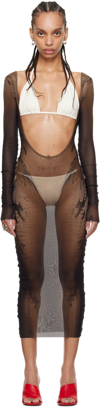 Mekko Jean Paul Gaultier Jean Paul Gaultier Shayne Oliver Edition Mesh Midi Dress Ruskea | 24/27-F-RO180-T550-6700