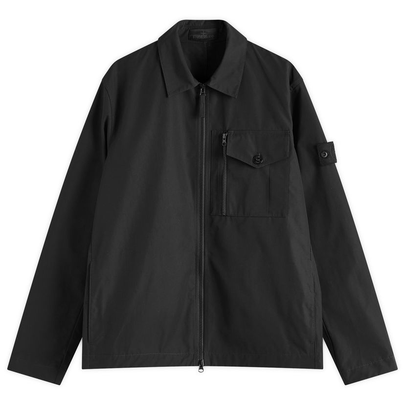 Tuulitakki Stone Island Ghost Piece Weatherproof Canvas Shirt Jacket, Large Musta | K1S151200007-V0029