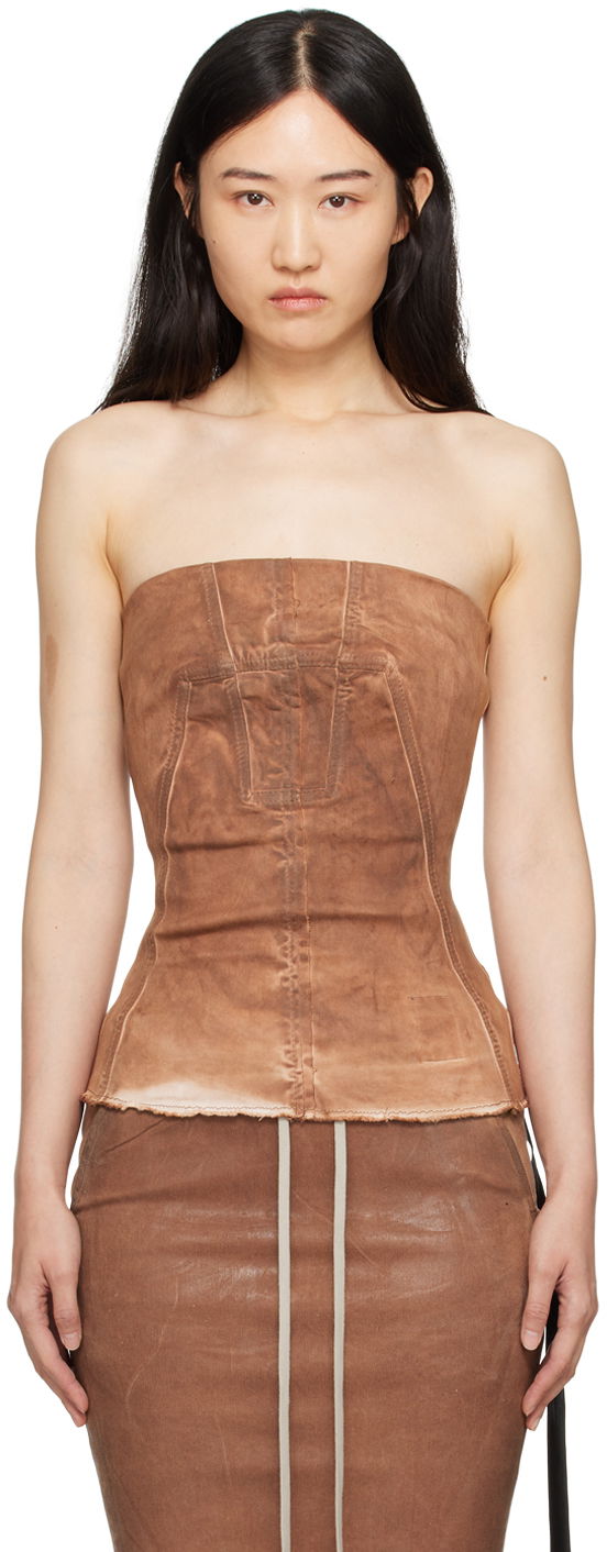Body Rick Owens Bustier Denim Top Ruskea | DS02D2127 HSCF