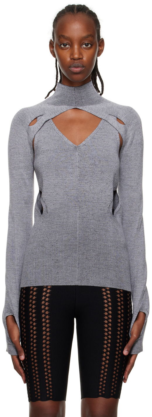 Villapaita Dion Lee Cutout Turtleneck Top Harmaa | C7078P22