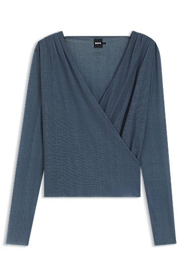 T-paitoja ja toppeja BOSS Wrap-front Plissé Tulle Top Sininen | 50543183