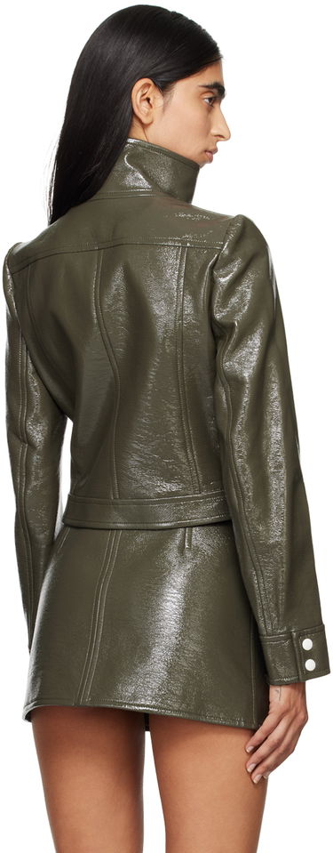 Bomber-takki Courrèges Courrèges Reedition Cropped Faux-Leather Jacket Vihreä | 223CBL005VY0014, 2