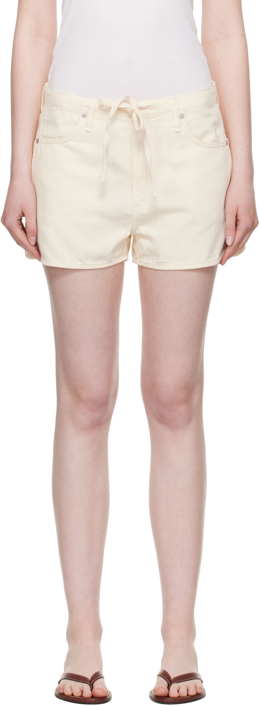 Shortsit rag & bone rag & bone Nolan Featherweight Drawstring Denim Shorts Beige | WDD25P9005UFEC