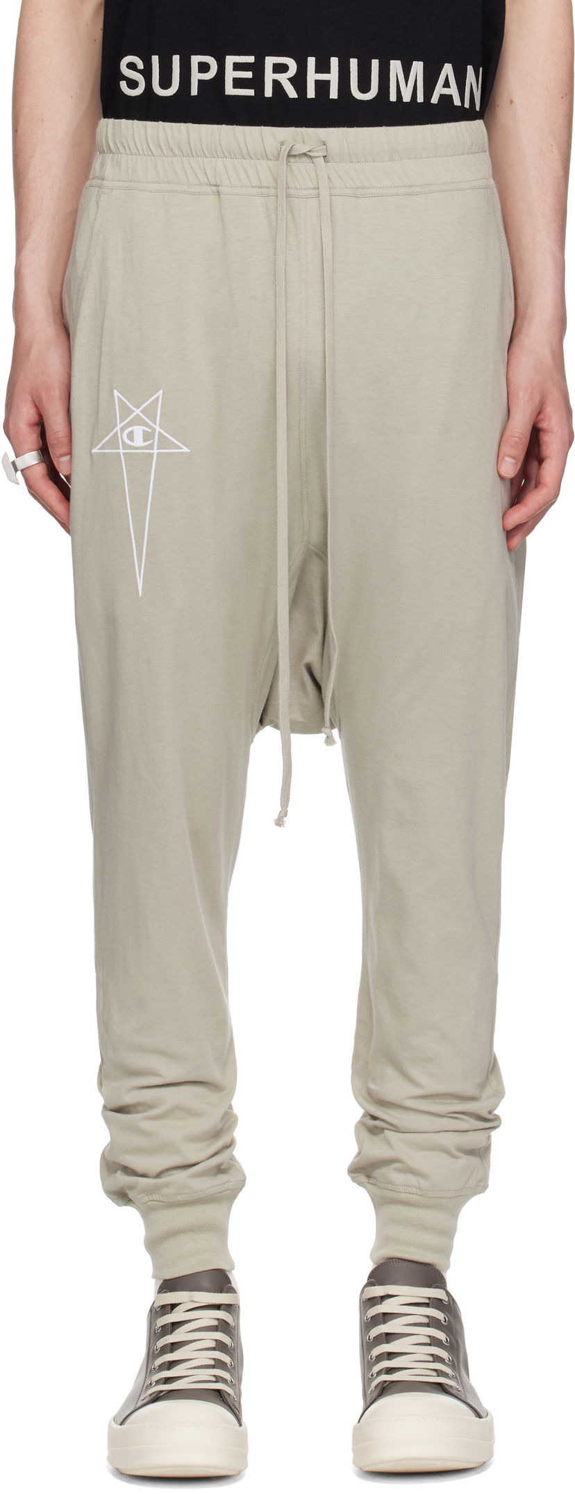 Verryttelyhousut Rick Owens Rick Owens Champion Edition Prisoner Drawstring Sweatpants Harmaa | CM01E1690 CHJG JERSEY