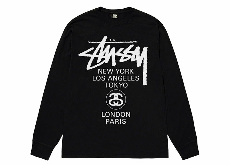 T-paita Stüssy World Tour Long Sleeve T-Shirt Musta | 3993713-BLAC, 0