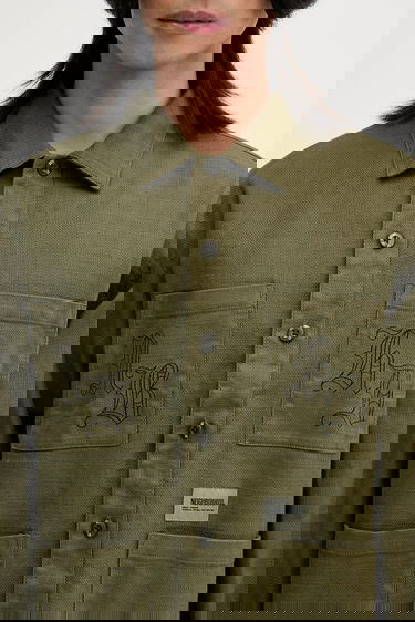 Paita Neighborhood NEIGHBORHOOD EMBROIDERY Relaxed Fit Linen Blend Shirt Vihreä | 251AQNH.SHM03, 3