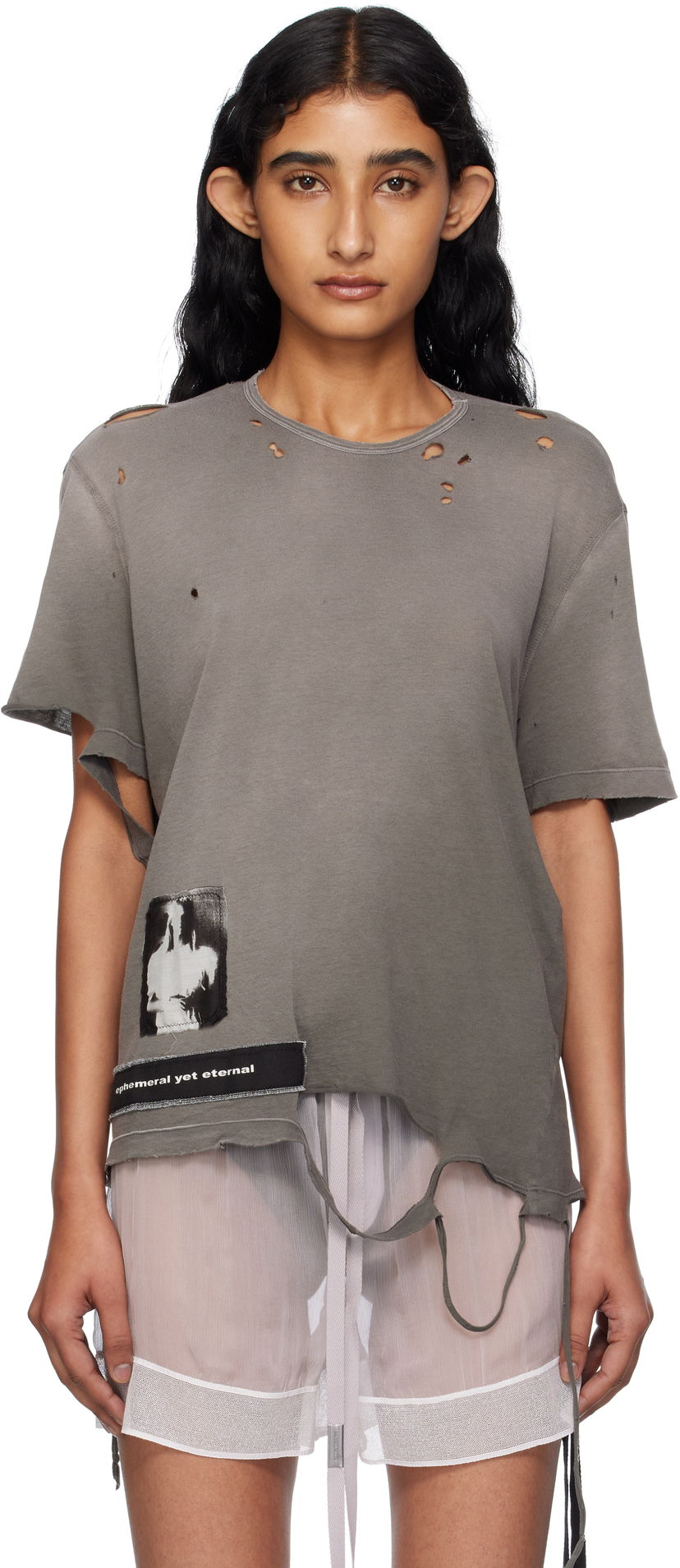 T-paita Ann Demeulemeester Ann Demeulemeester Fanie Standard Fit T-Shirt Harmaa | B0013050-FA638-071