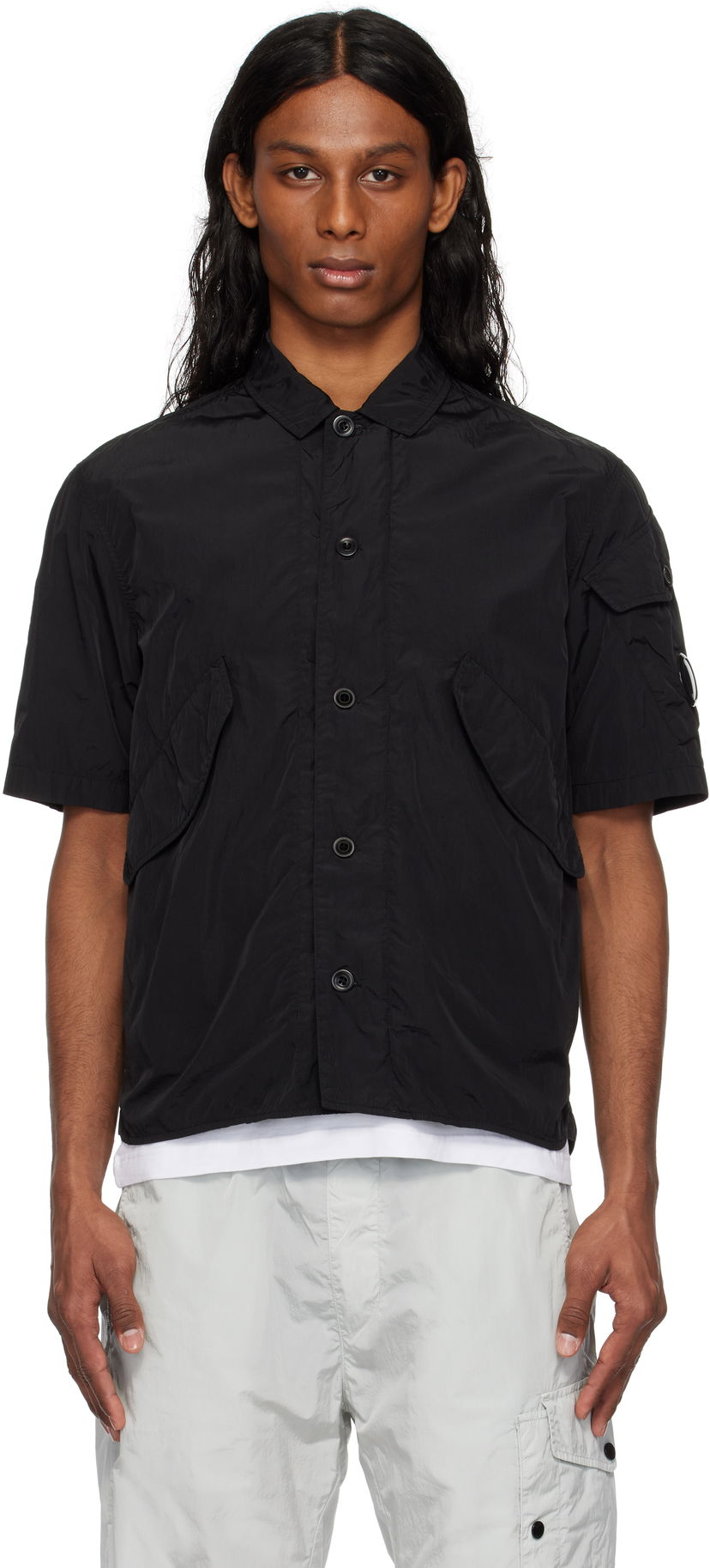 Paita C.P. Company C.P. Company Chrome-R Short Sleeve Shirt Musta | 18CMOS035A-005904G