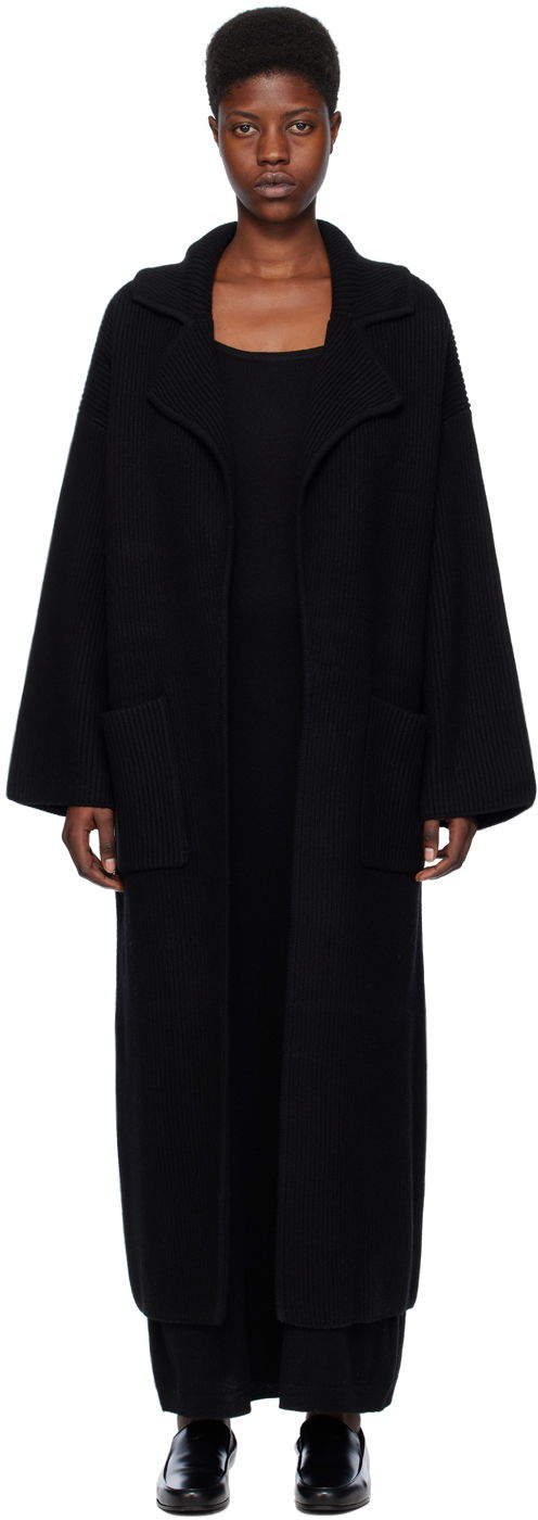 Takit TOTEME Ribbed Longline Coat Musta | 241-WRT1018-YA0024