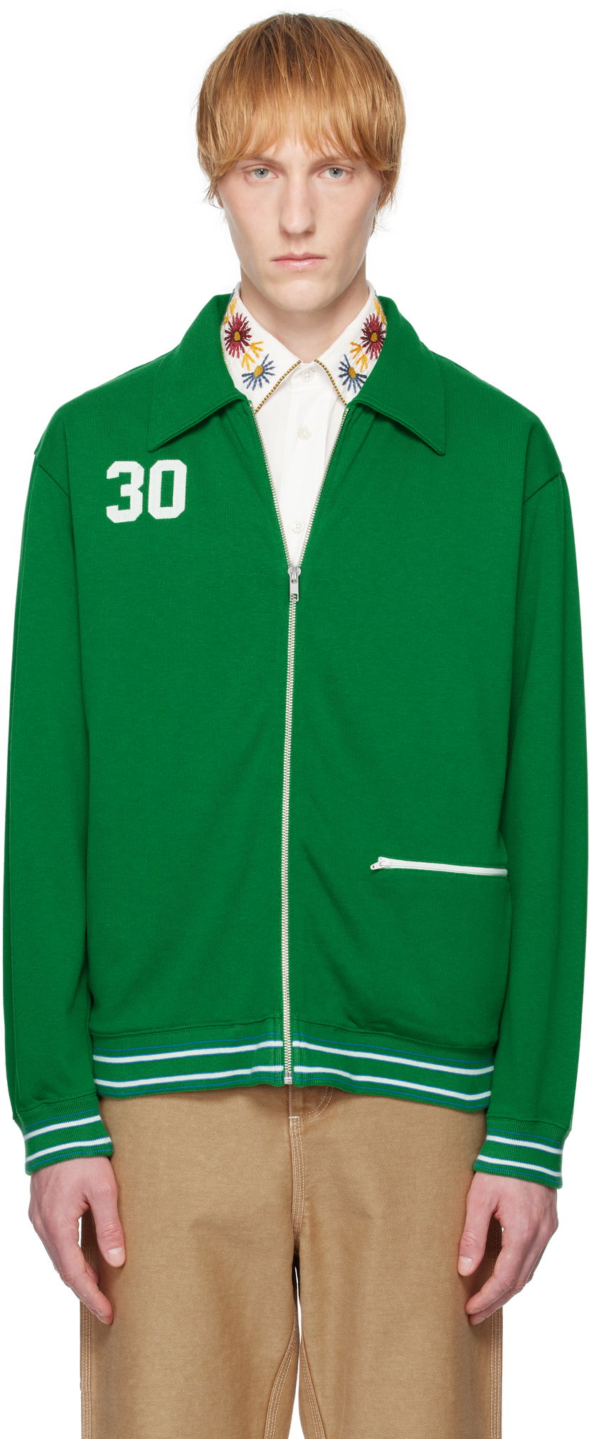 Tuulitakki Bode Bode Sophomore Zip-Up Jacket Vihreä | MRS25CS034