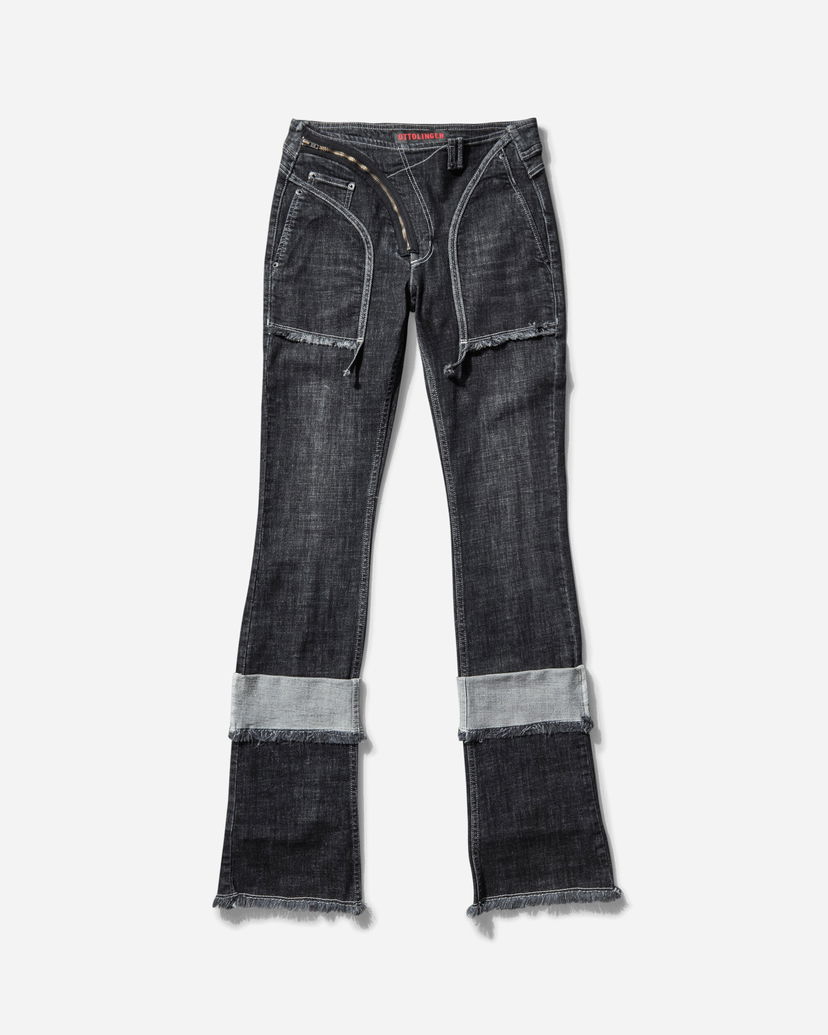 Jeans Ottolinger Open Back Denim Flare Jeans Musta | 11720271701 BLK