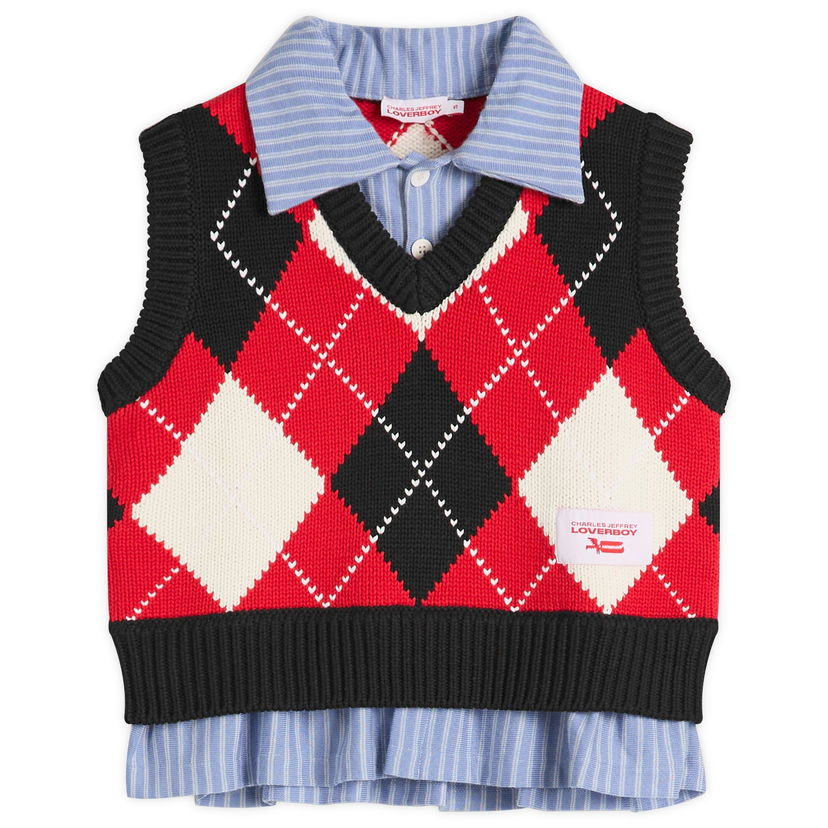 Villapaita Charles Jeffrey Loverboy Charles Jeffrey Loverboy Argyle Knit Cropped Vest Monivärinen | 054091401