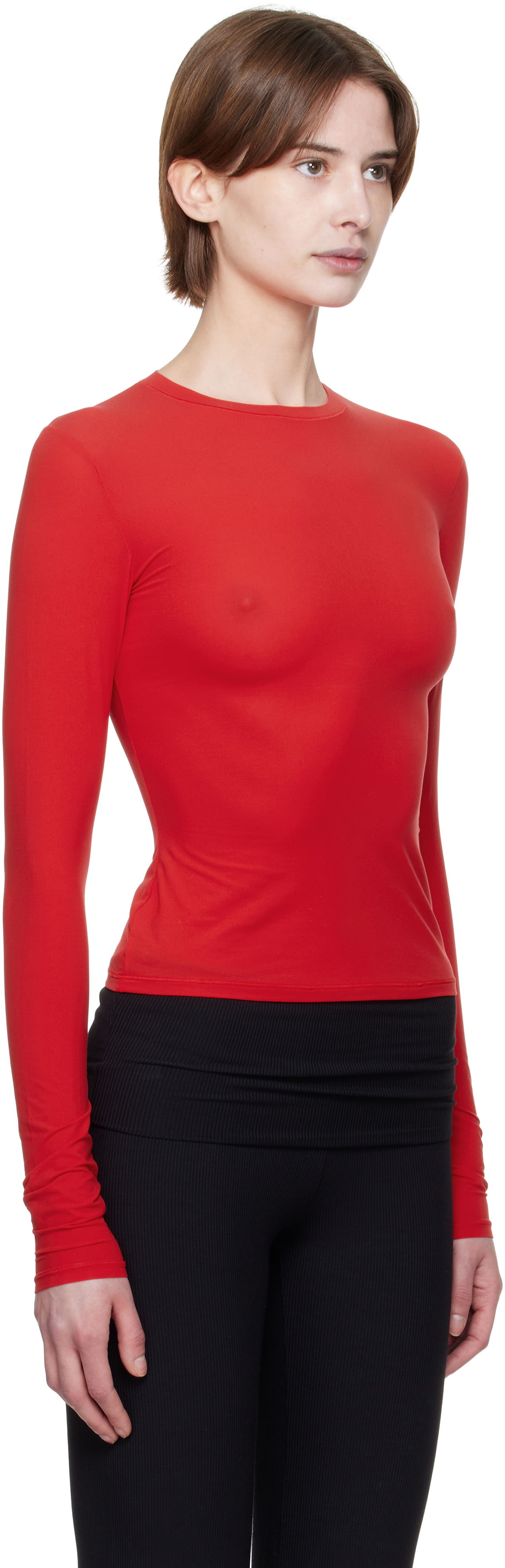 T-paita SKIMS SKIMS Fits Everybody Long Sleeve T-Shirt Punainen | TP-LST-9049, 1