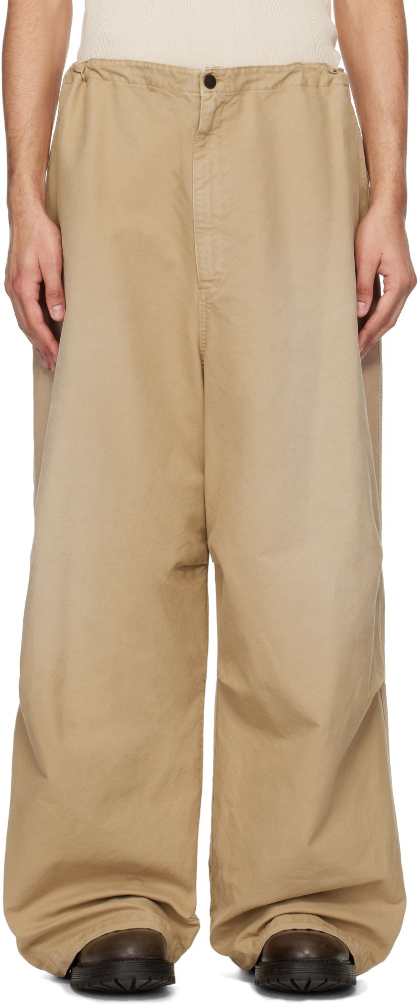 Housut HED MAYNER Hed Mayner Drawstring Trousers Beige | HMMA30022A-HA193