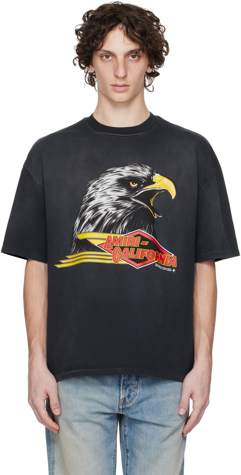 T-paita AMIRI Amiri Eagle Oversized T-Shirt Musta | AMJYTE1209