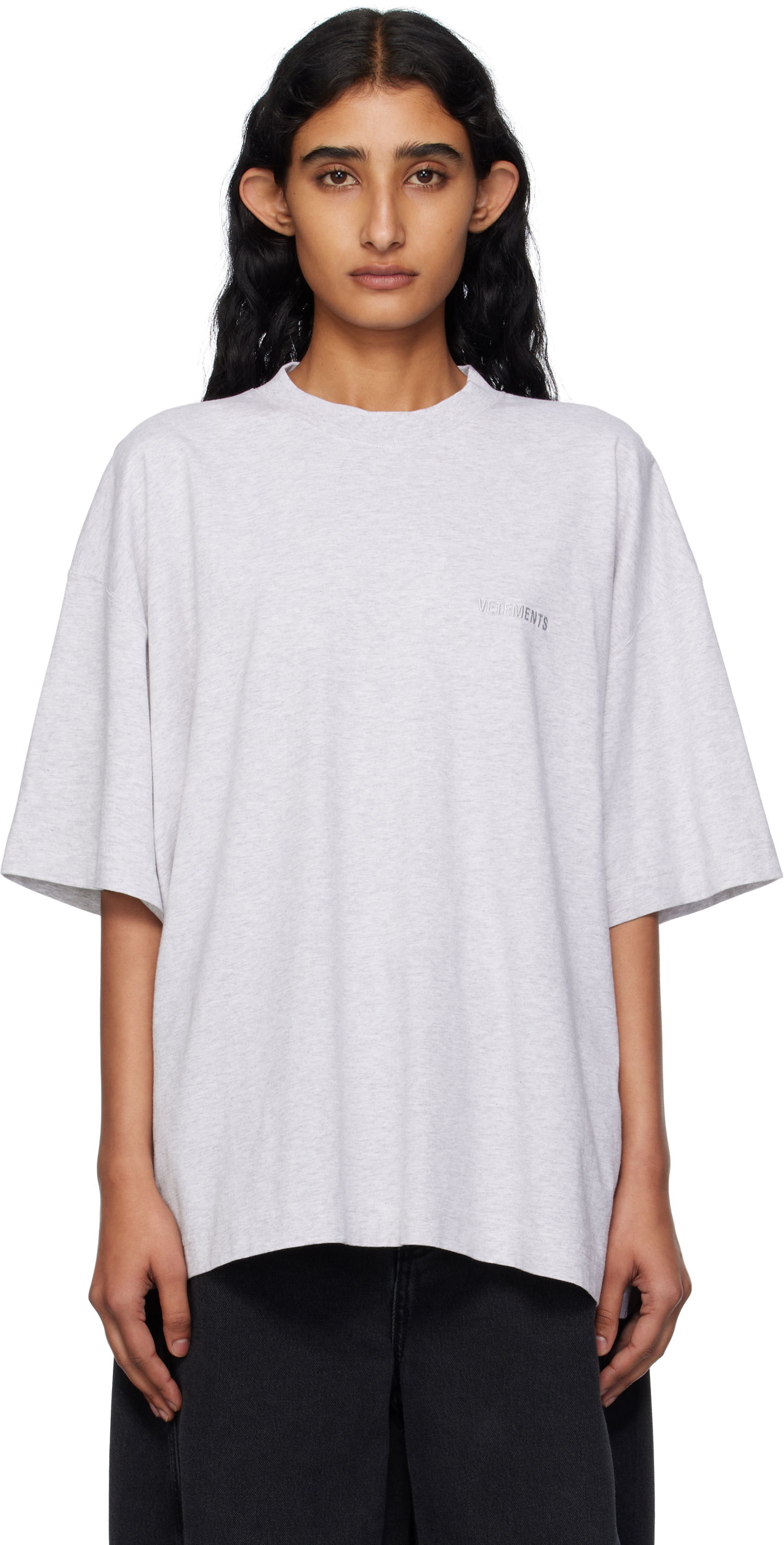 T-paita VETEMENTS Vetements Logo Regular Fit T-Shirt Harmaa | UH76TR100G, 0