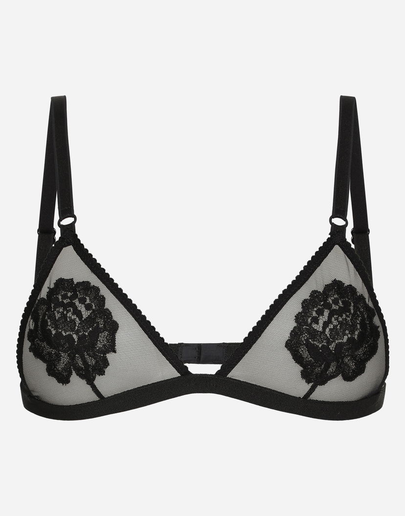 Rintaliivit Dolce & Gabbana Dolce & Gabbana Floral Lace Triangle Bralette Musta | O1G24TONQ79N0000