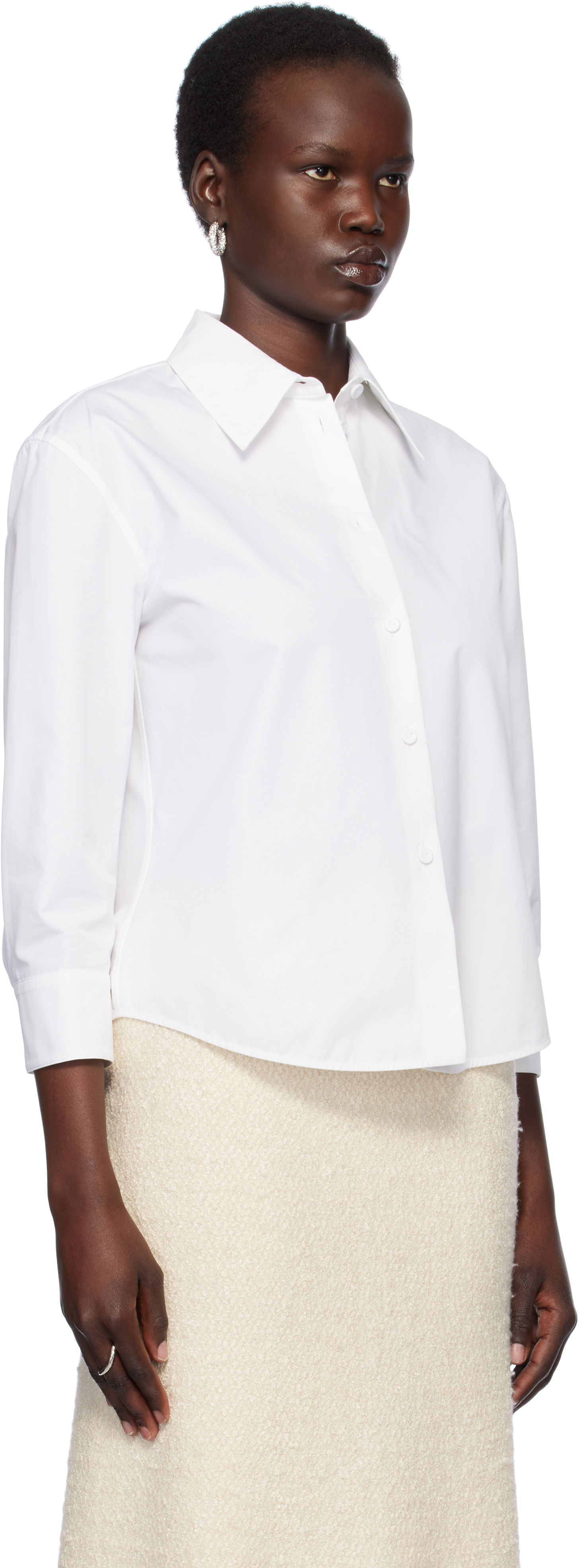 Paita Jil Sander Cropped Button-Up Shirt Valkoinen | J02DL0205_J45002, 1