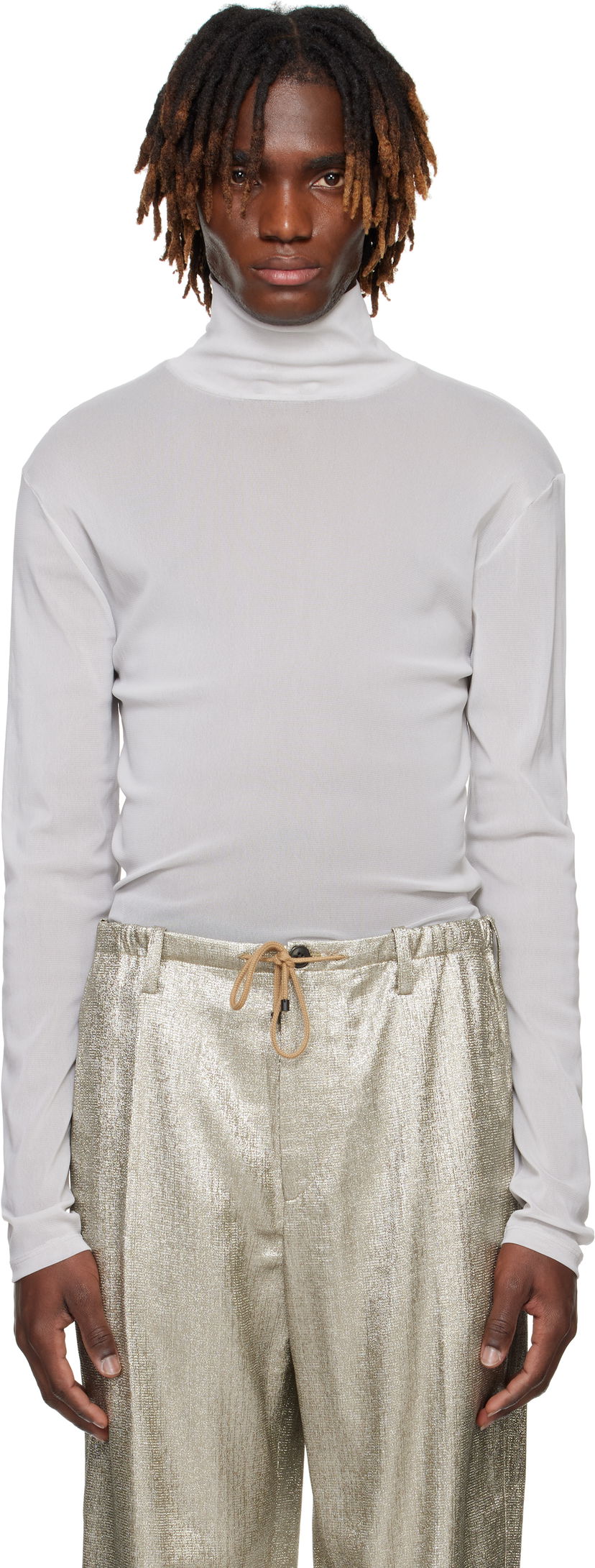 Villapaita Dries Van Noten Dries Van Noten Mesh Turtleneck Valkoinen | 251-021128-1513