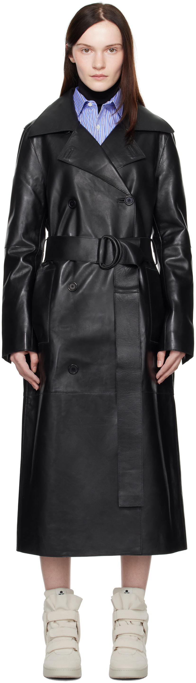 Trenssitakki STAND STUDIO Stand Studio Paris Leather Trench Coat Musta | 61538-7840
