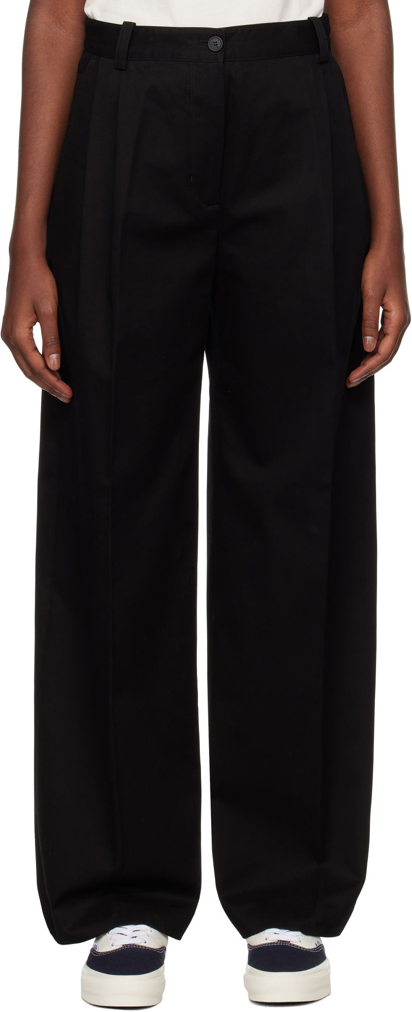 Housut MAISON KITSUNÉ Double Pleated Trousers Musta | NW01110WW0122
