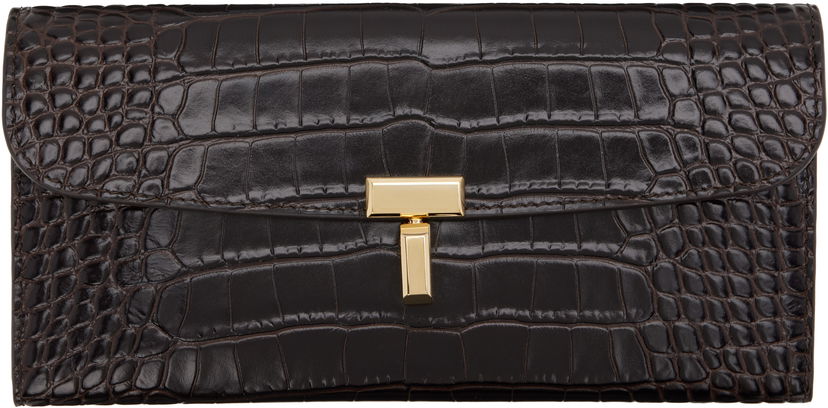 Lompakko TOTEME TOTEME T-Lock Croco-Embossed Wallet Ruskea | 251-WAM0041-LE0076