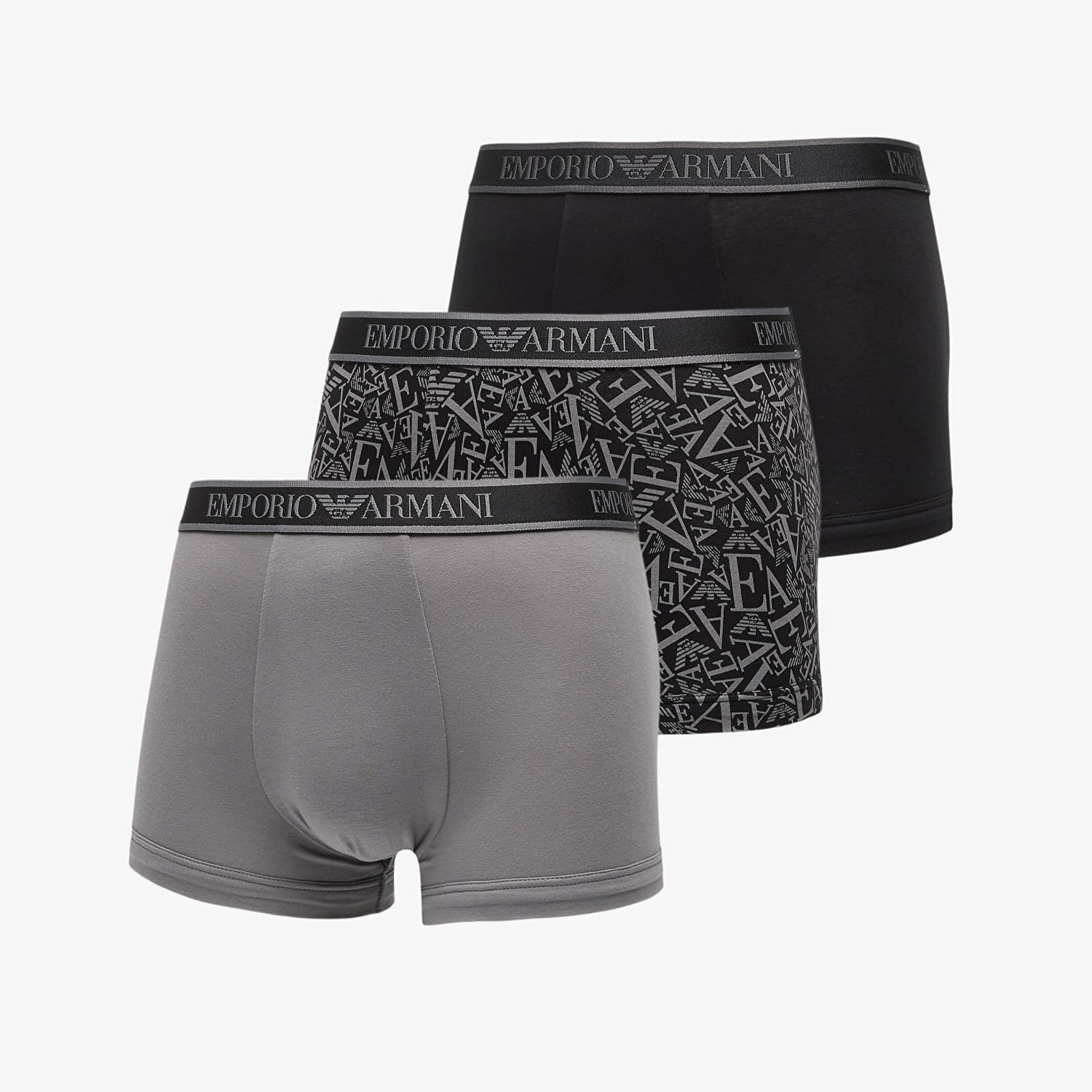 Nyrkkeilijät Emporio Armani EA7 Bottom Trunk 3-Pack Blk/ Blk-Shade/ Shade Musta | EM000370AF10779MC198, 0