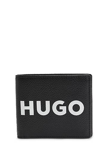 Lompakko BOSS HUGO Grained Leather Wallet with Contrast Logo Musta | 50536039