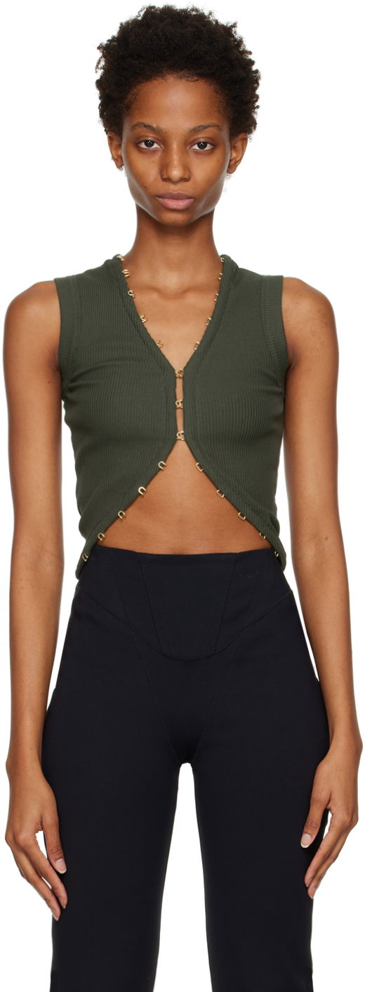Tankkitoppi Dion Lee Hook & Eye Ribbed Tank Top Vihreä | C3075F22