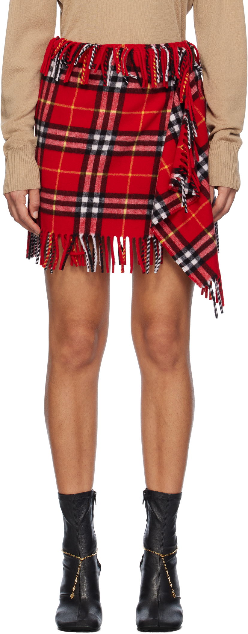 Hame Burberry Wool Cashmere Scarf Mini Skirt Punainen | 8099715