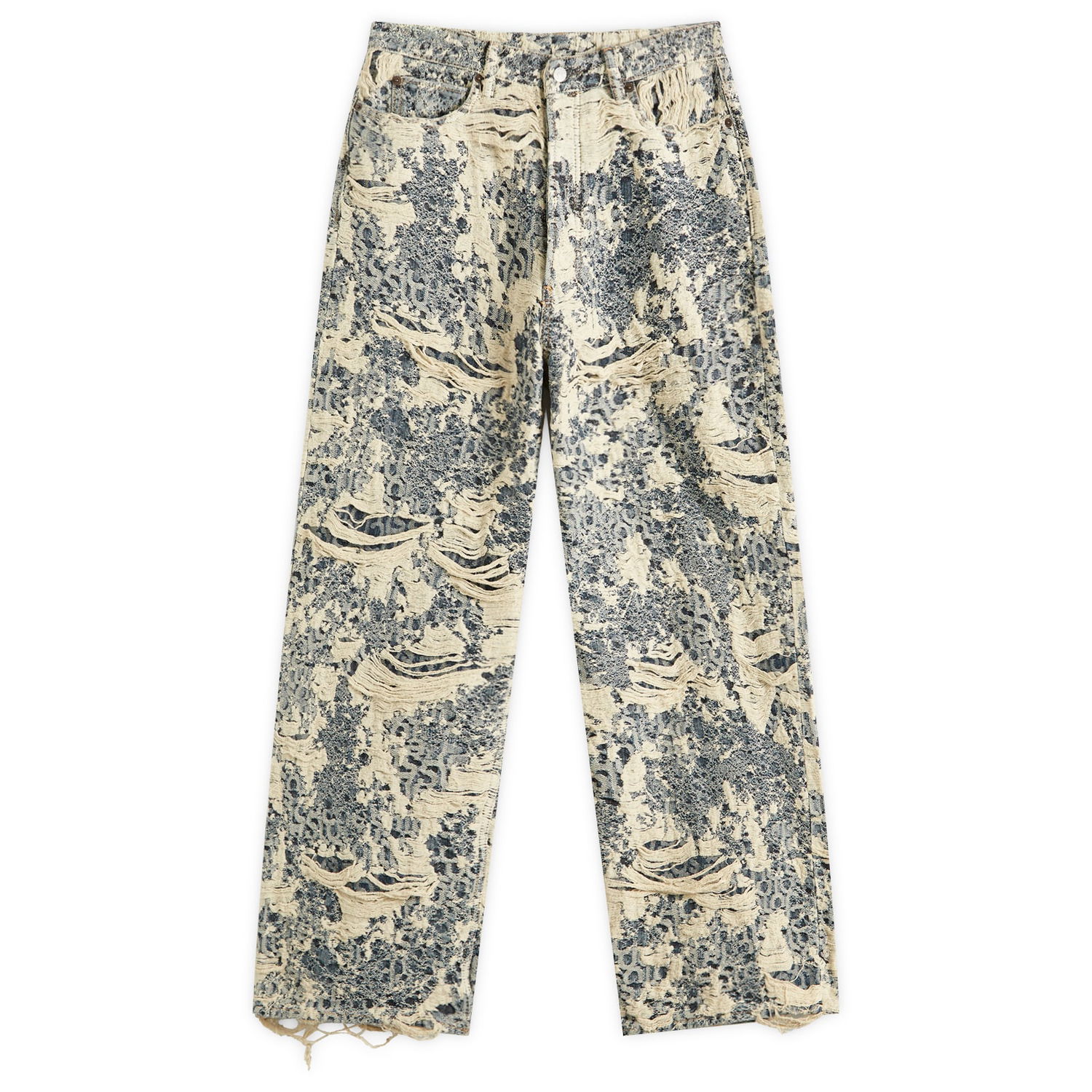 Jeans Acne Studios 1981 U Distressed Monogram Loose Fit Jeans, Size Large Beige | C00080-863, 1