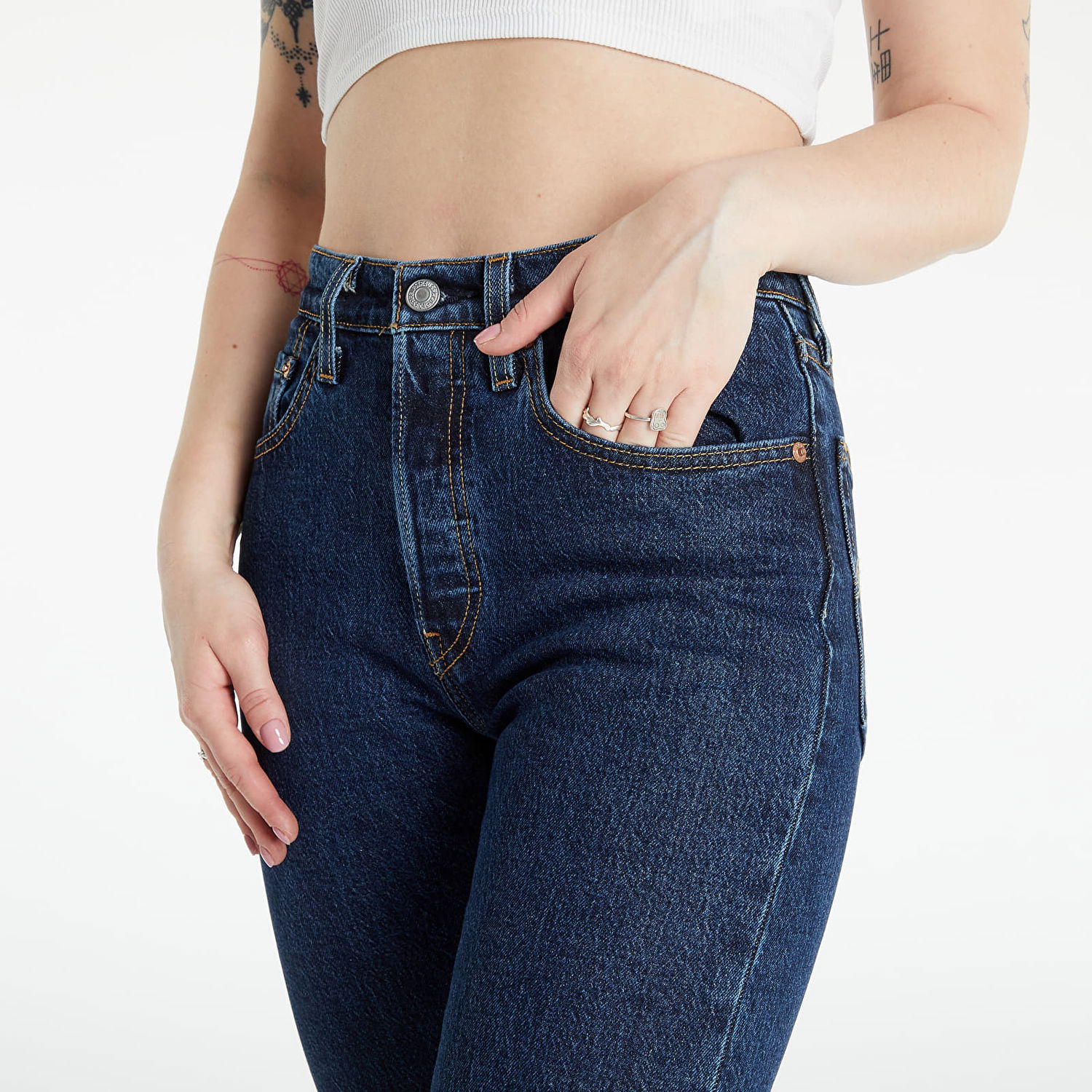 Jeans Levi's 501 Crop Salsa Stonewash Tummansininen | 36200-0179, 1