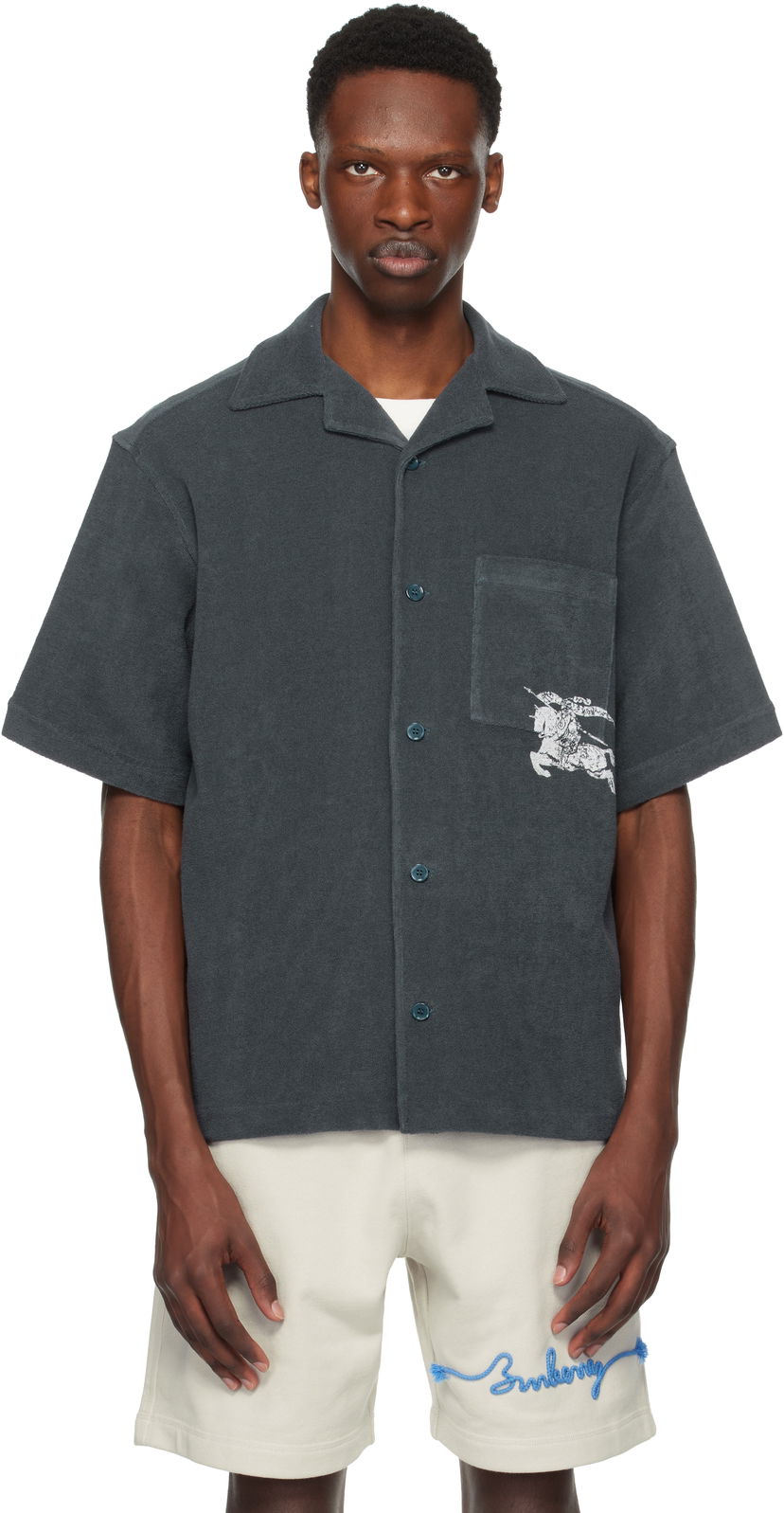 Paita Burberry Burberry EKD Cotton Resort Shirt Harmaa | 8109205