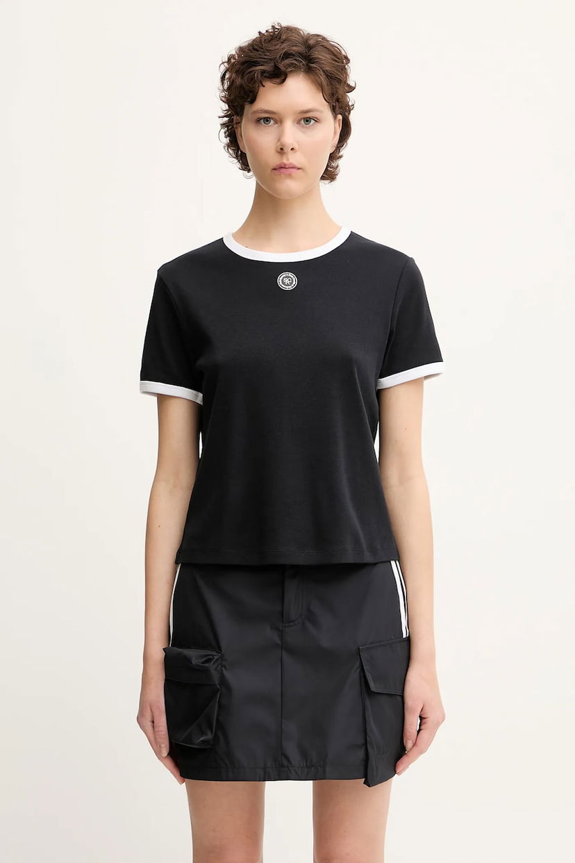 T-paita Sporty & Rich Sporty & Rich Srhwc Ringer T-Shirt Musta | TO081622305BA01