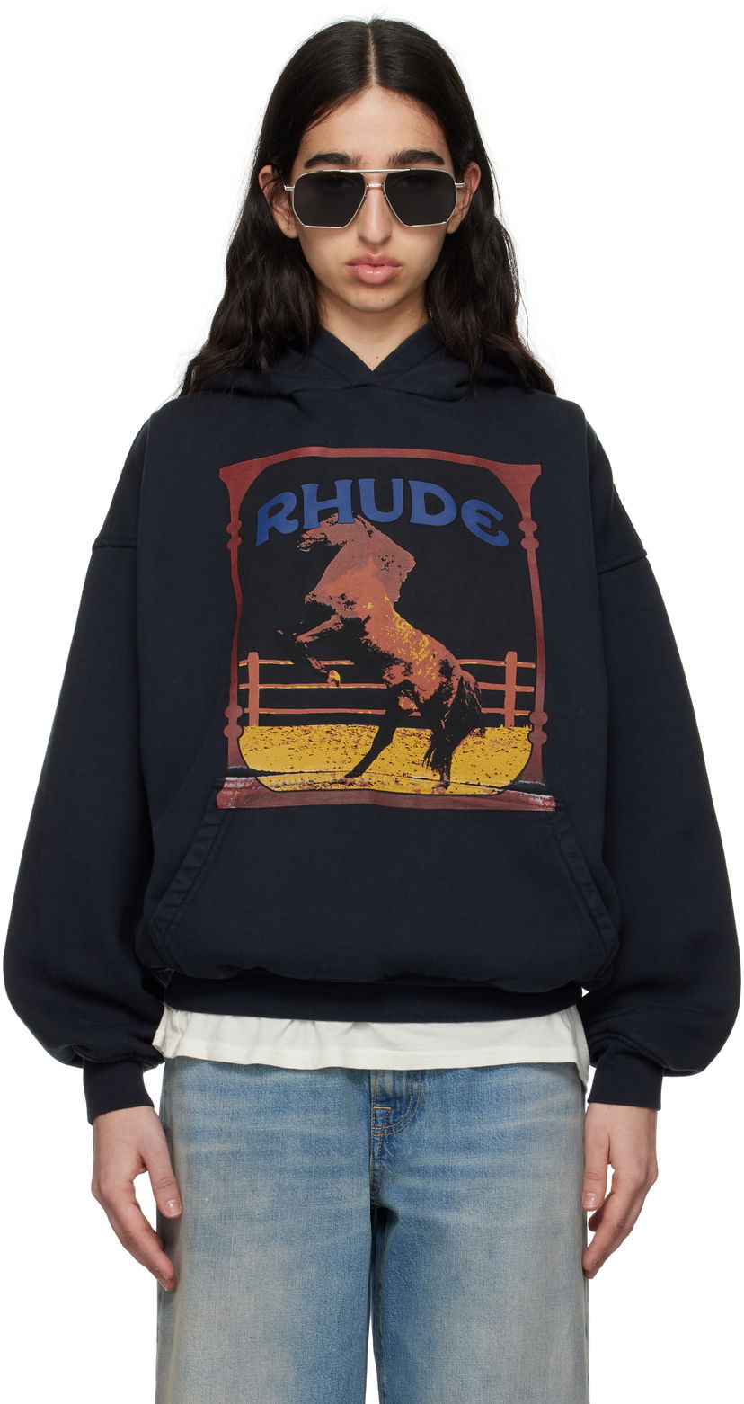 Huppari Rhude Rhude Cadre Horse Graphic Hoodie Musta | RHSS25HO05012