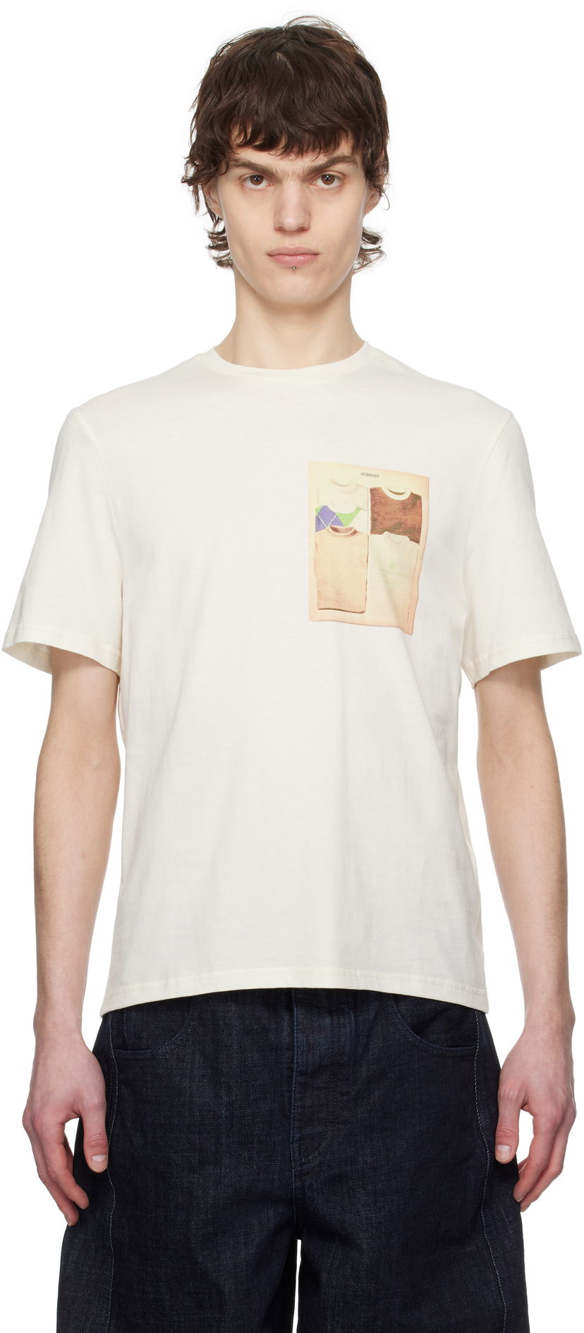 T-paita Jacquemus Jacquemus Vintage Print T-Shirt Beige | 25E255JS326-2461