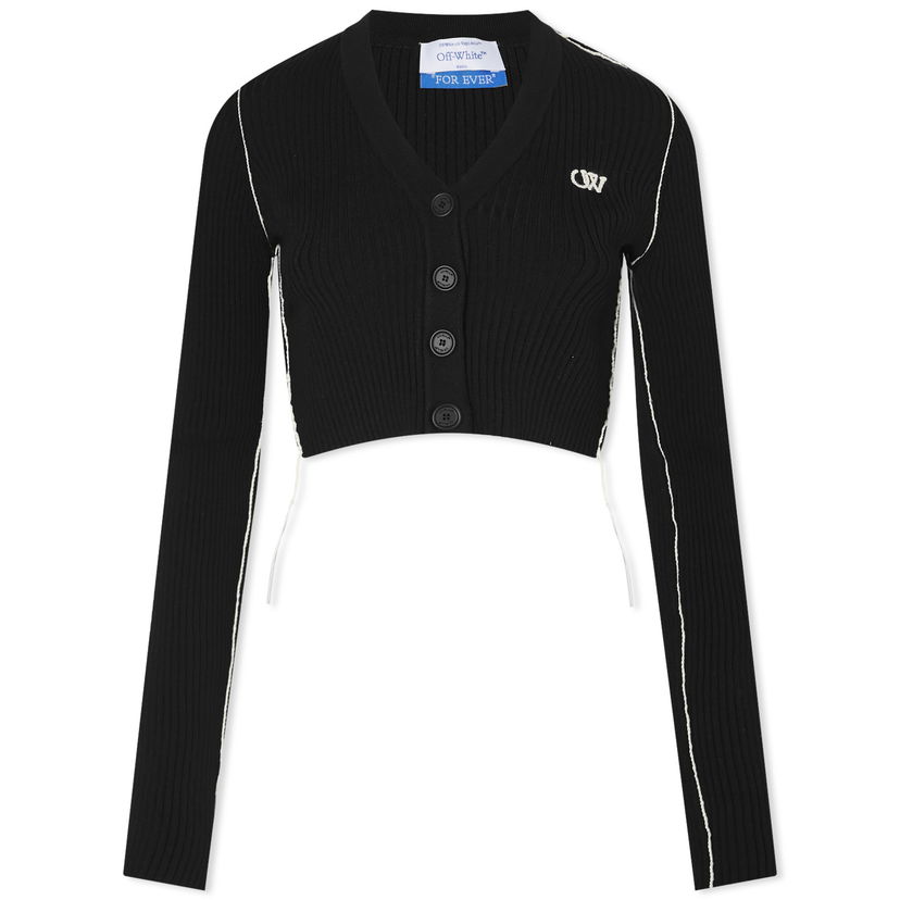 Villapaita Off-White Outline Crop Cardigan Musta | OWHB029C99KNI0011017