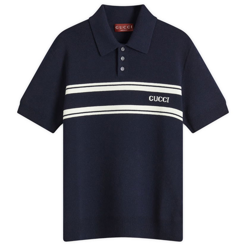 Poolopaita Gucci Striped Knitted Polo Tummansininen | 795342-XKD5J-4144