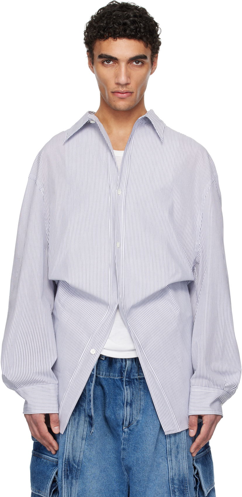 Paita HED MAYNER Hed Mayner Striped Poplin Shirt Sininen | HMMA60013B-HA167