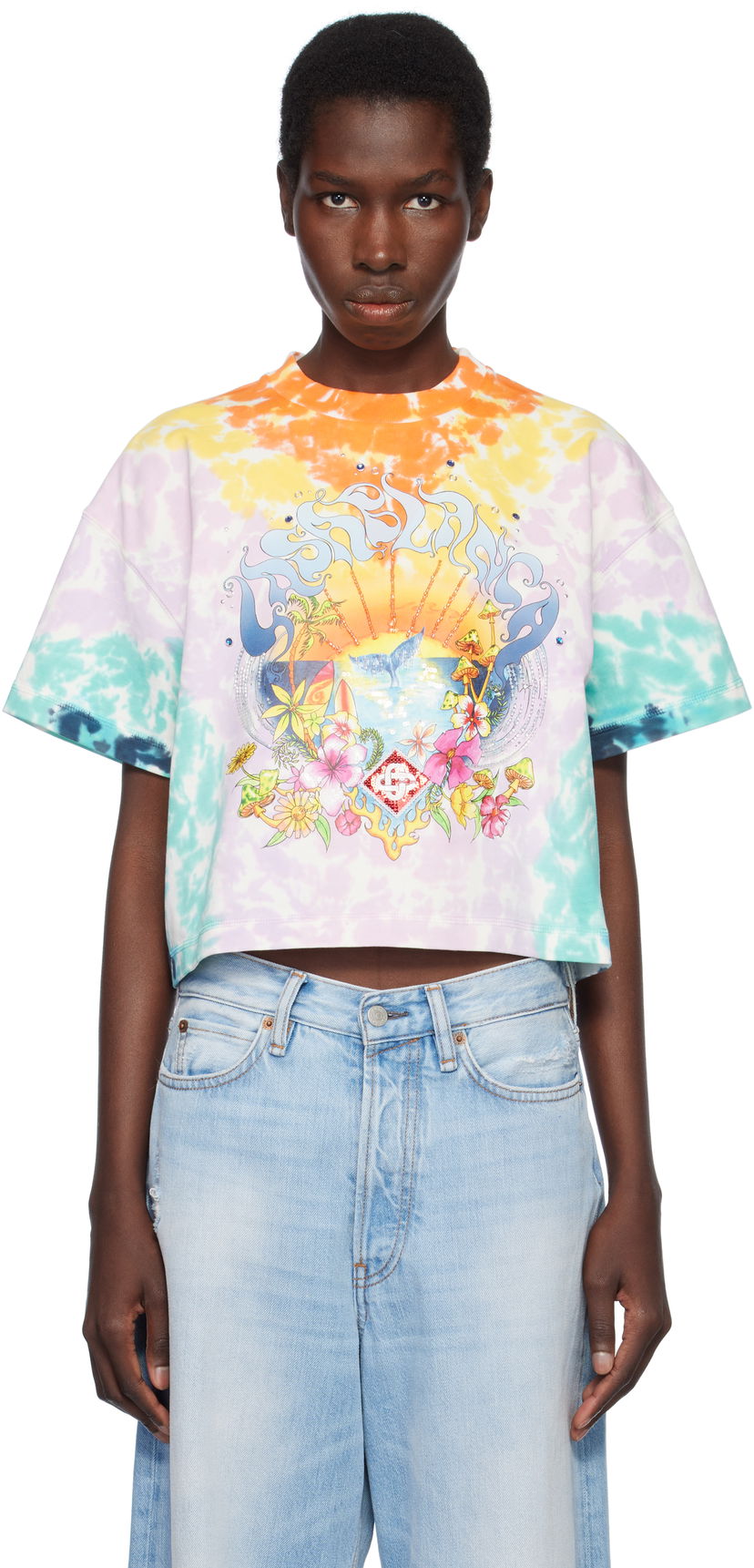 Crop top Casablanca Casablanca Surf Trip Tie-Dye Cropped T-Shirt Monivärinen | WS25-JTS-037-01