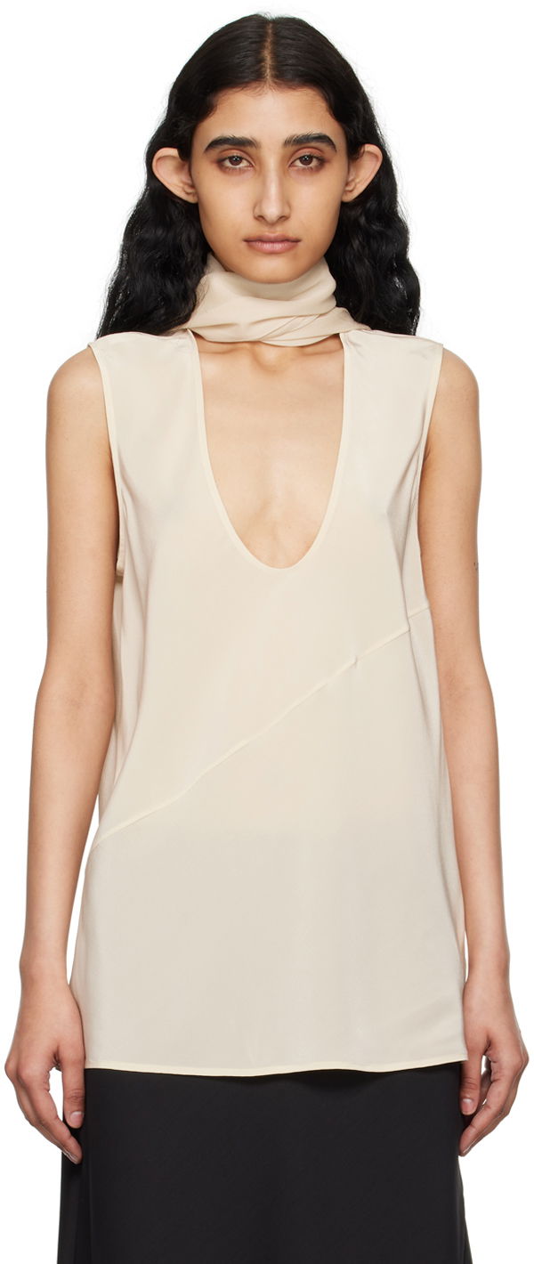 Tankkitoppi Helmut Lang Helmut Lang Women's Scarf Neck Tank Top Beige | O04HW506